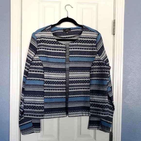 Women's XL Violet B.  Navy Blue Striped Jacket - Picture 4 of 10
